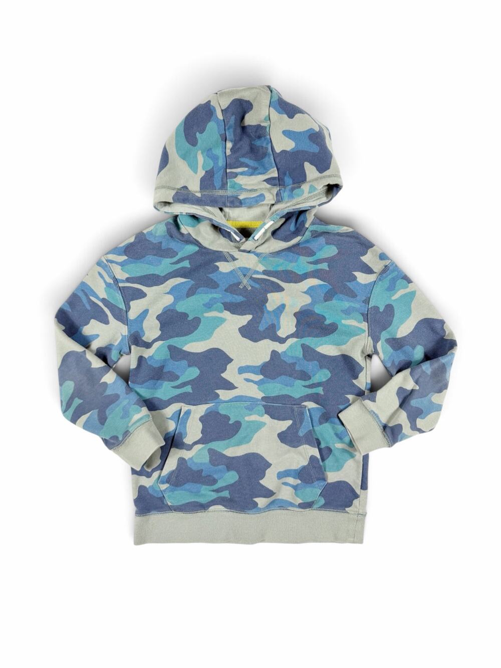 Mini Boden Camo Pullover Hoodie Sweatshirt Blue Green Boys 7-8 years